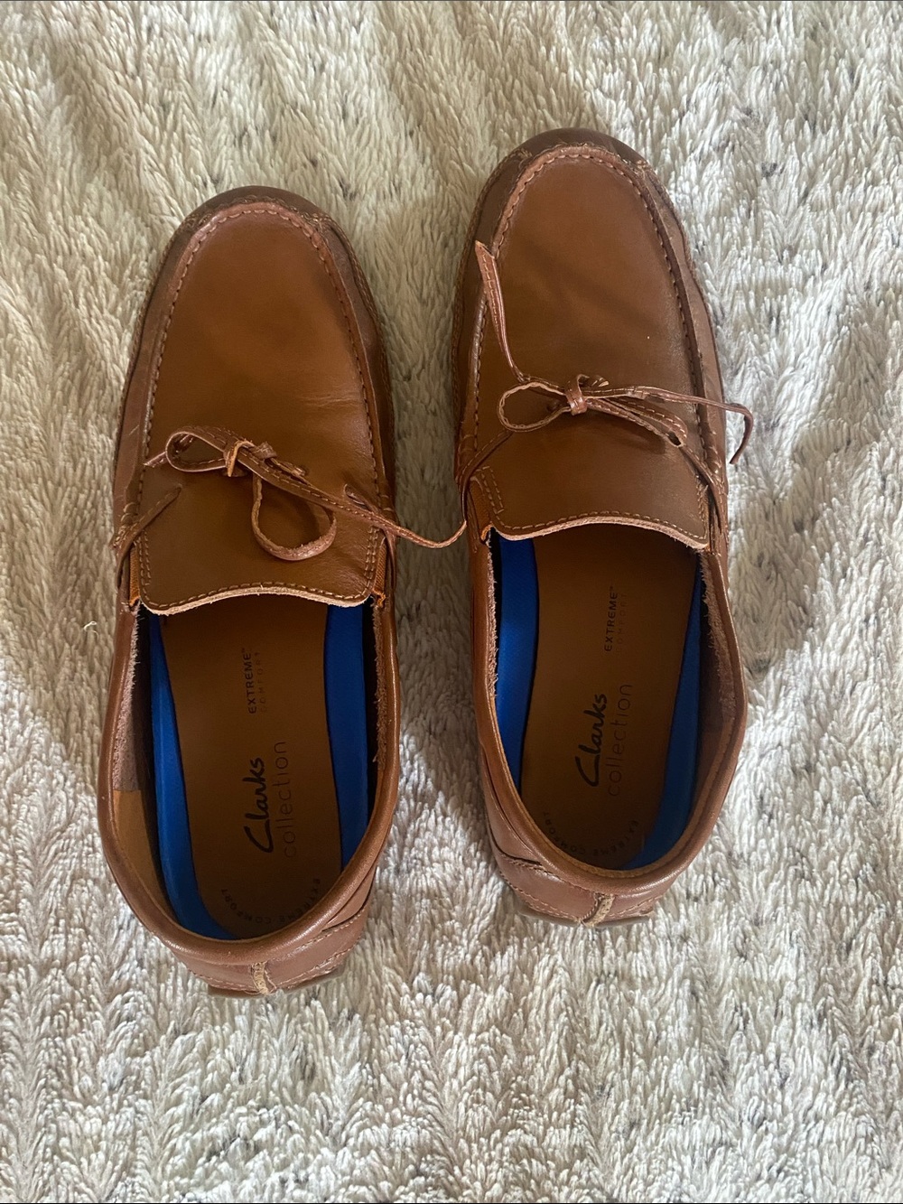 Clarks Men’s Brown Leather Boat Shoes with Blue Insole